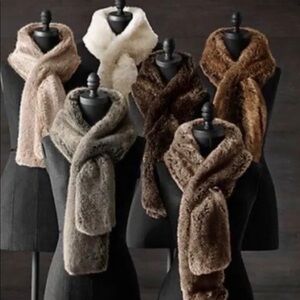 Restoration Hardware Faux Fur Brown Luxurious Scarf—Gorgeous!!  Warm-One Size
